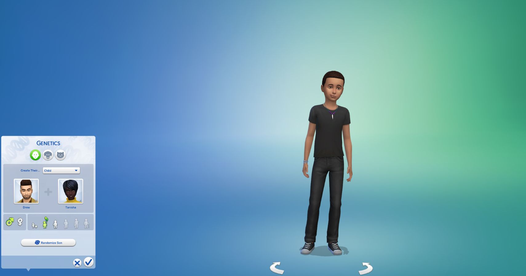 A Sim created using genetics.