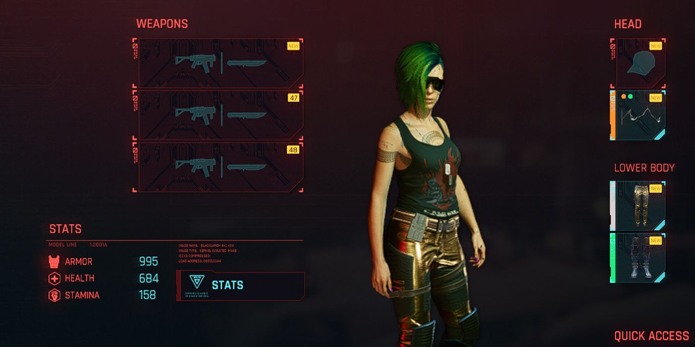 Cyberpunk 2077: V With An Empty Equip Screen