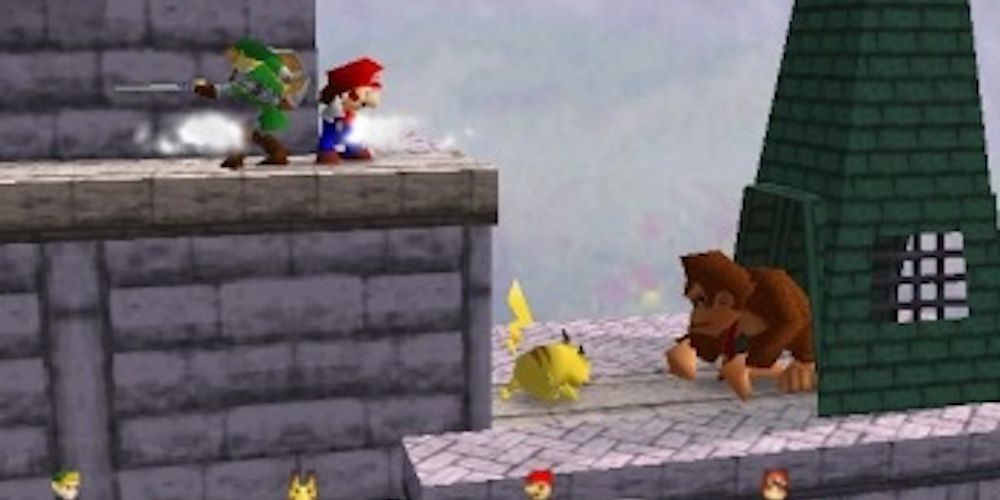 Super Smash Bros N64 fighting on Zelda's Castle