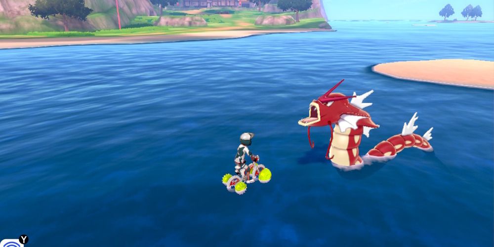 Red Gyarados following the player in Sword and Shield
