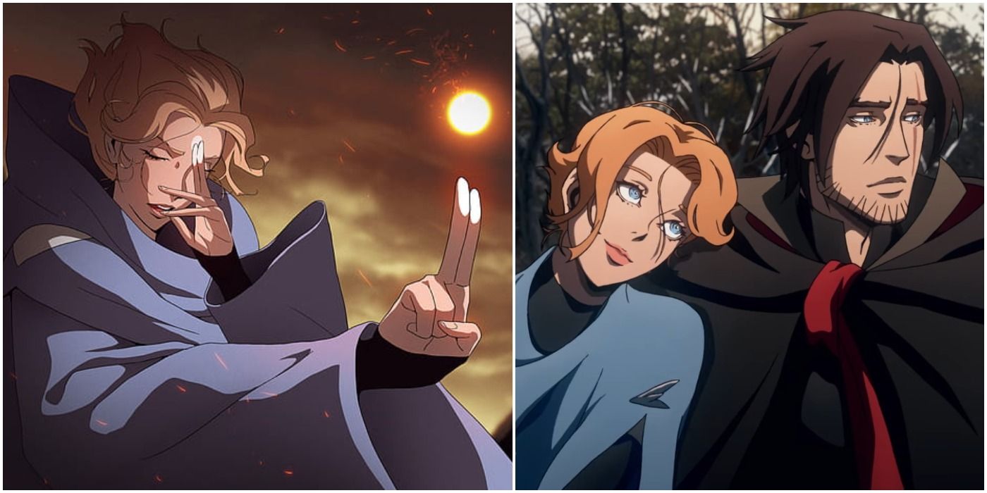 images of Sypha Belnades from the Castlevania Netflix series