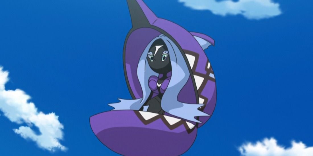 Tapu-Fini diving through the sky in the Pokemon Anime