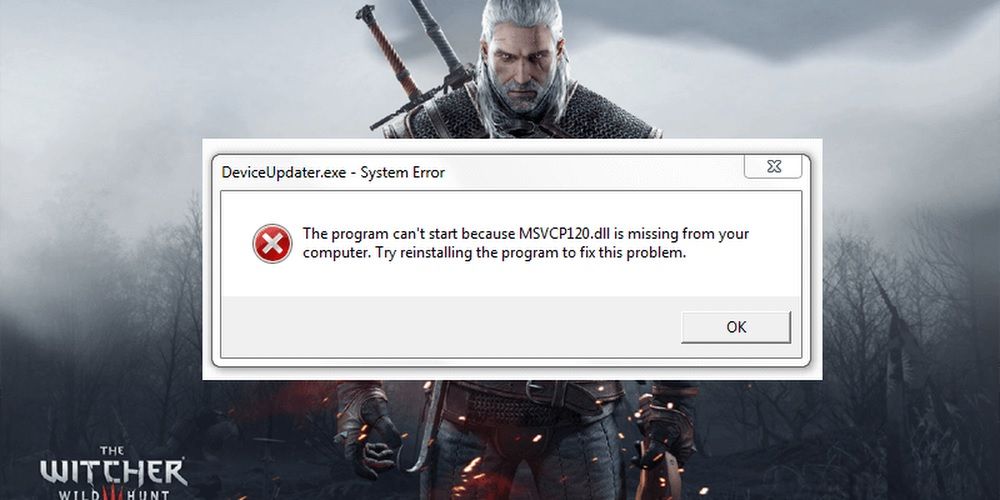 The Witcher 3 Crash Message With Geralt As Desktop Wallpaper