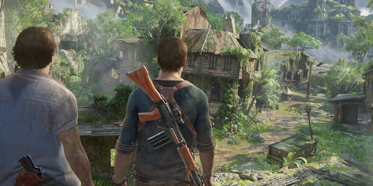 Samuel and Nathan Drake in Uncharted 4