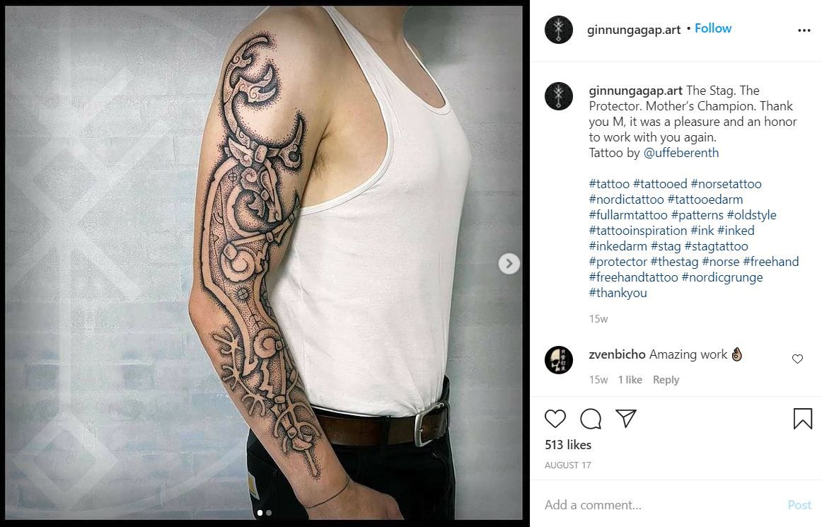 Viking tattoo by @ginnungapap.art on Instagram