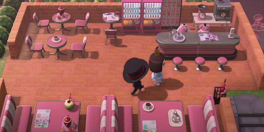 An outdoor restaurant in Animal Crossing: New Horizons