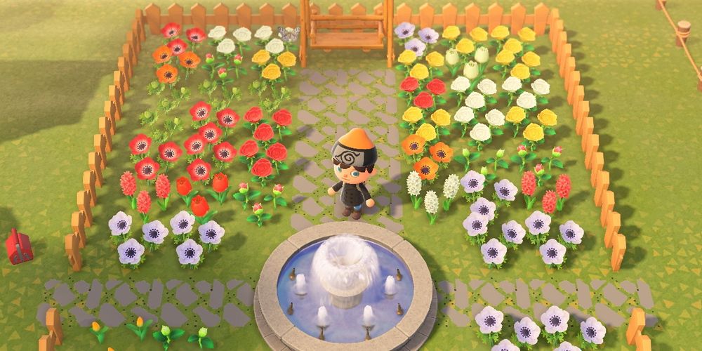 A garden in Animal Crossing: New Horizons