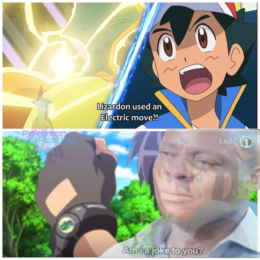 Ash surprised that an opponents Charizard can use thunderpunch when he has seen another Charizard do it already