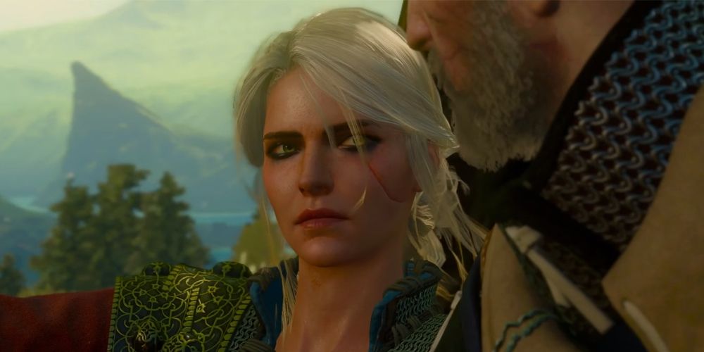 Ciri speaks with Geralt in the "Be It Ever So Humble..." quest from the Blood and Wine expansion of The Witcher 3