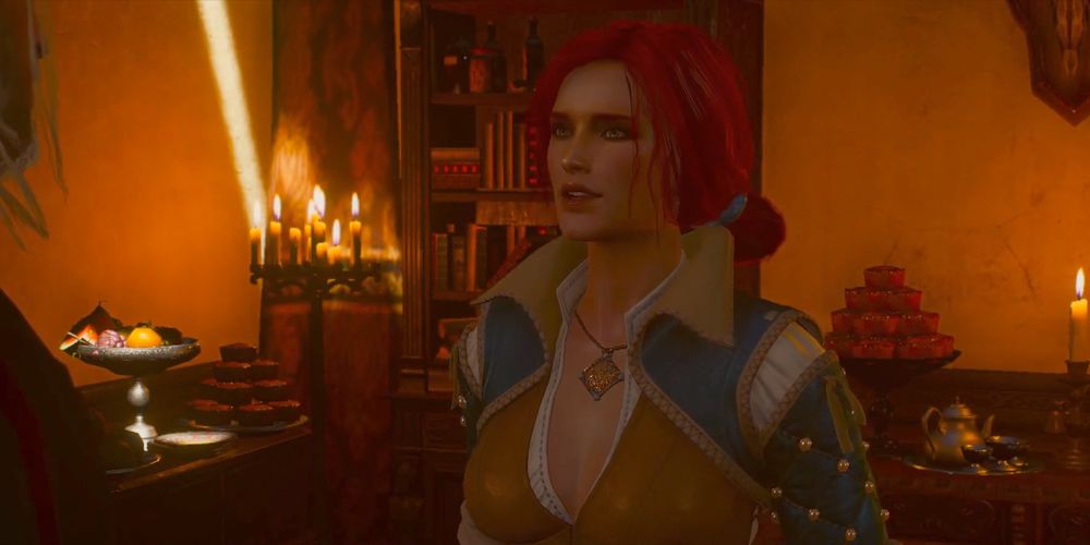 Triss visits Geralt's home the "Be It Ever So Humble..." quest from the Blood and Wine expansion of The Witcher 3