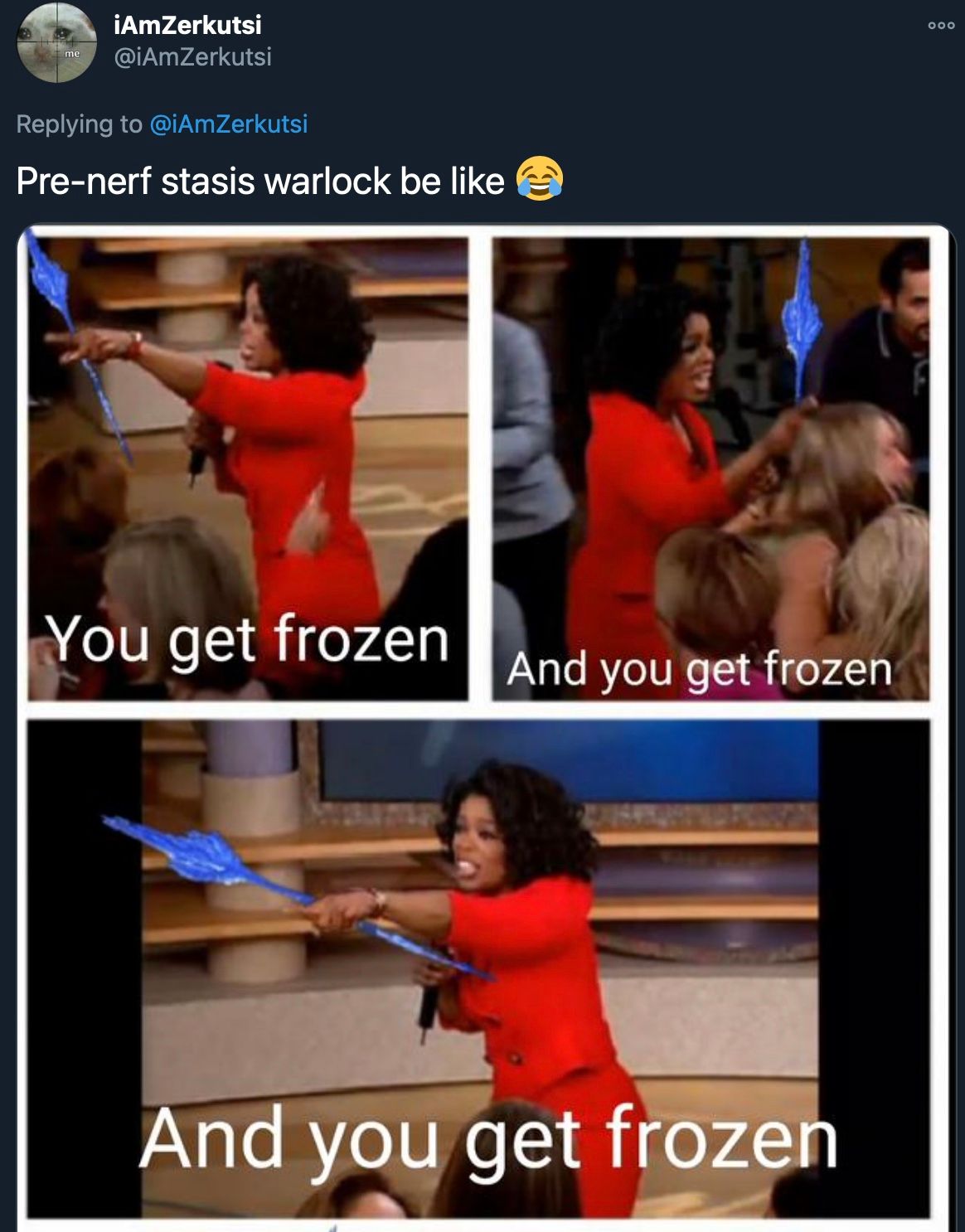 Destiny 2 Meme: Oprah Winfrey points to audience, says &quot;you get frozen!&quot;