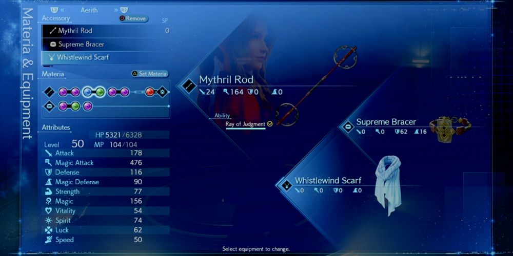 Aerith's loadout for farminf AP in Final Fantasy VII Remake