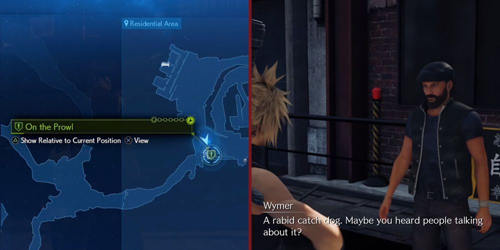 Initiating the On The Prowl side quest in Final Fantasy VII Remake
