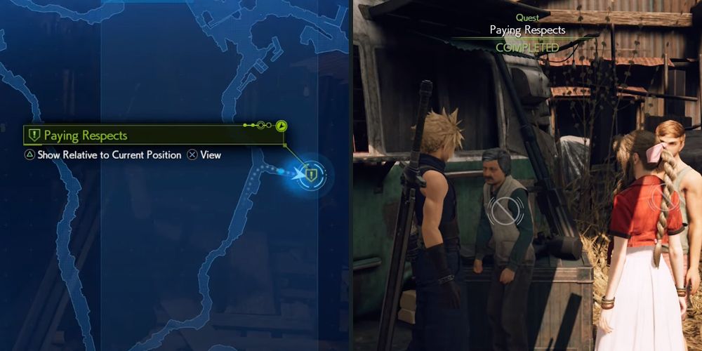 The location of the graveyard and handing in the Paying Respects side quest in Final Fantasy VII Remake