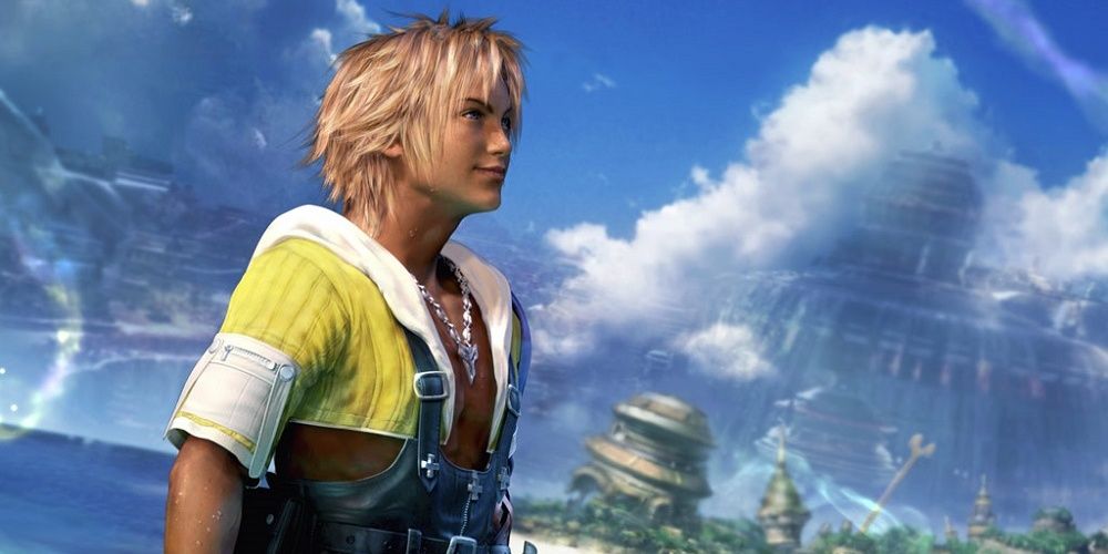Final Fantasy 10 Tidus looking into the distance and smiling