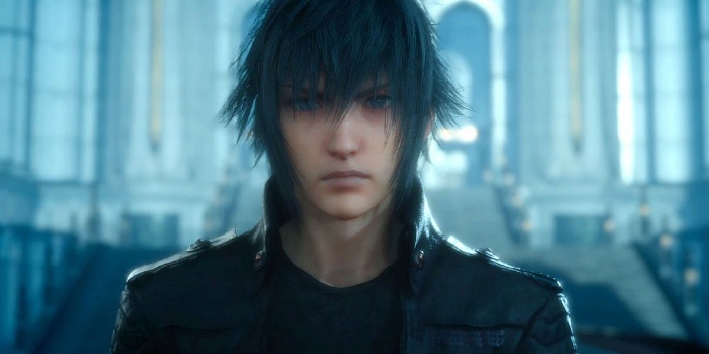 Noctis hanging out in a church from Final Fantasy 15