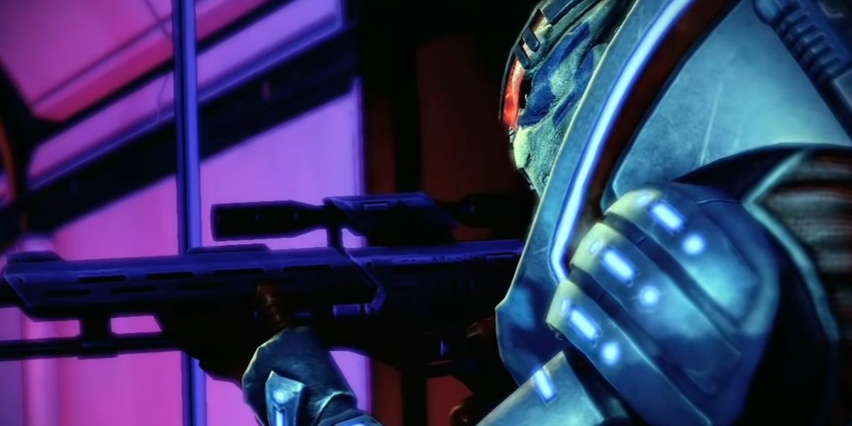 Mass Effect 2 Screenshot Of Garrus Aiming Sniper Rifle