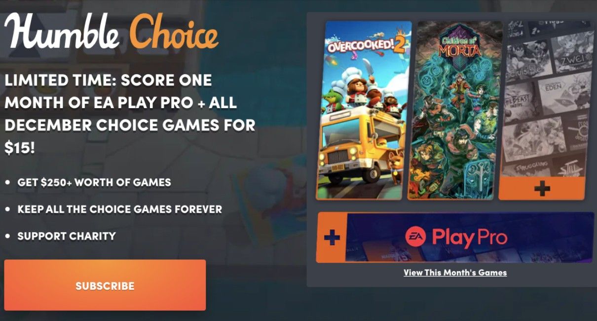 December Humble Choice Bundle Includes Free Month Of EA Play