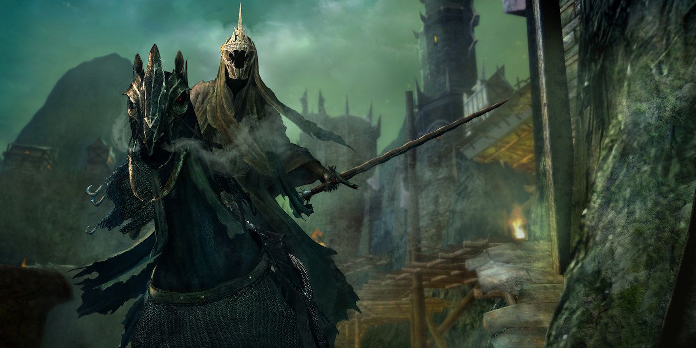 The Lord Of The Rings Online - A dark knight riding a black horse toward the screen.
