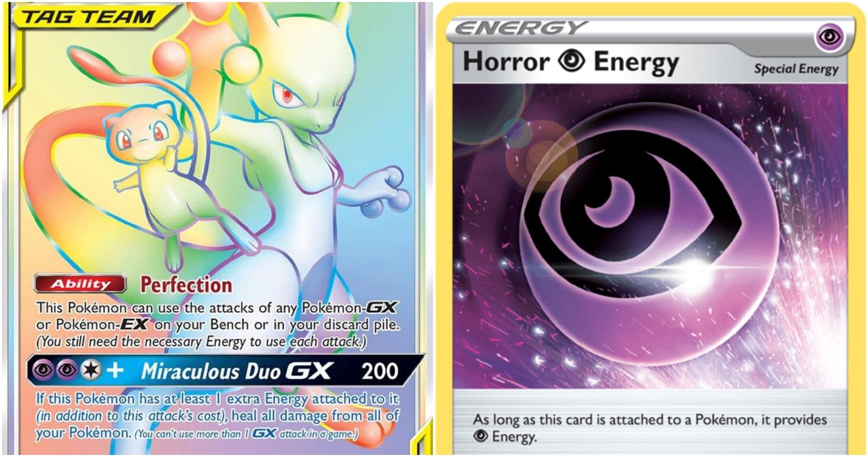 mewtwo and mew gx and horror psychic energy