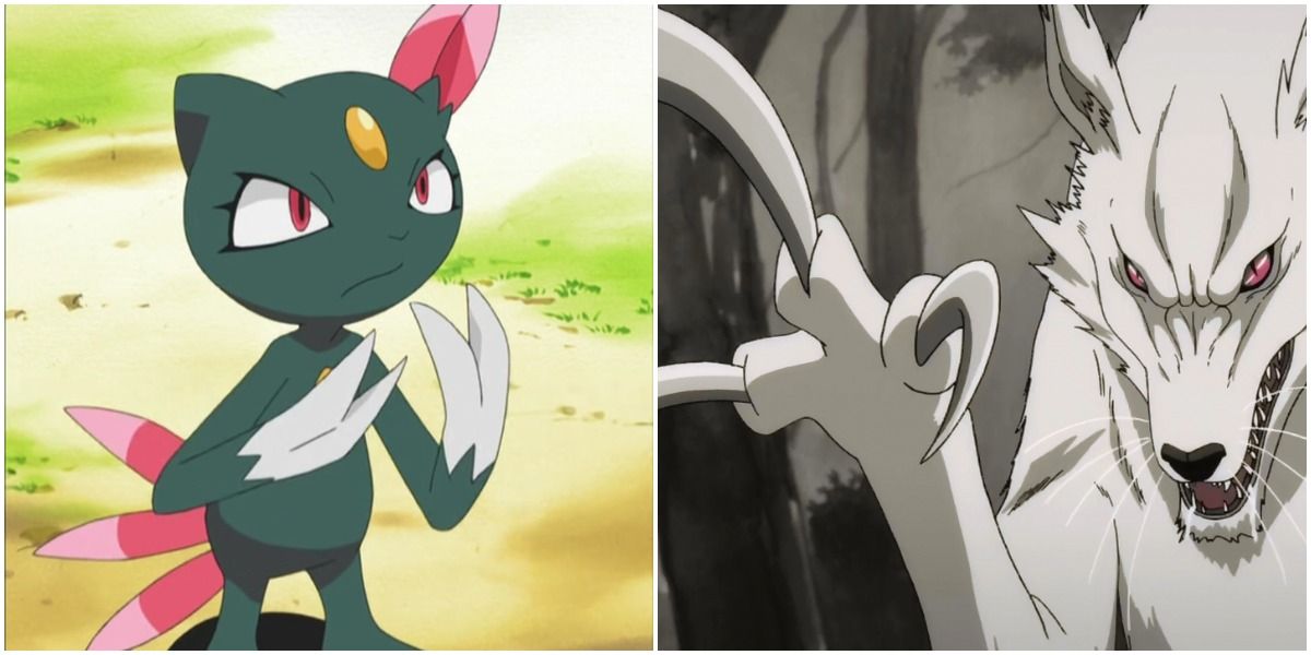 Sneasel and a Kamaitachi side by side