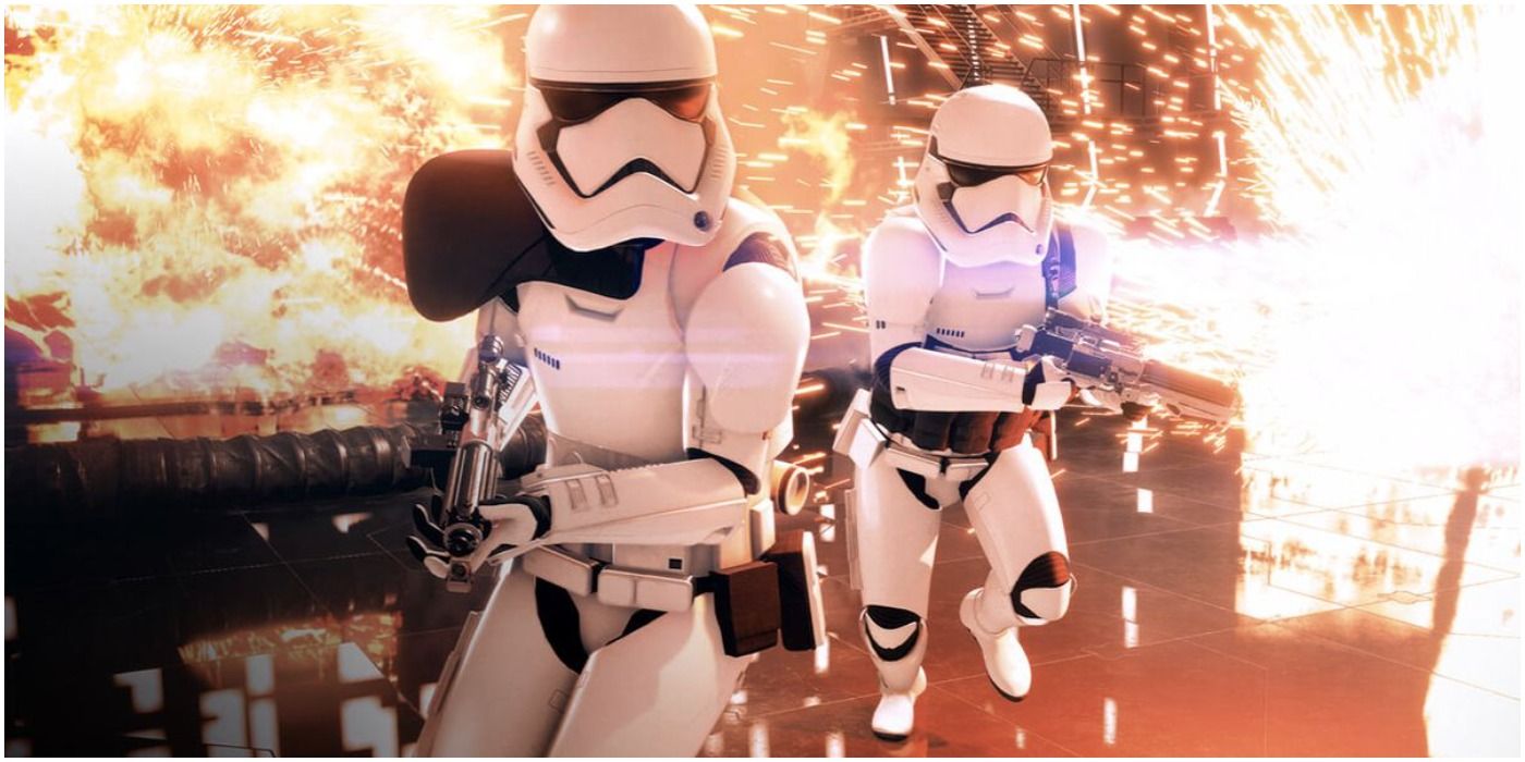First Order Stormtroopers With Explosion In Star Wars Battlefront 2