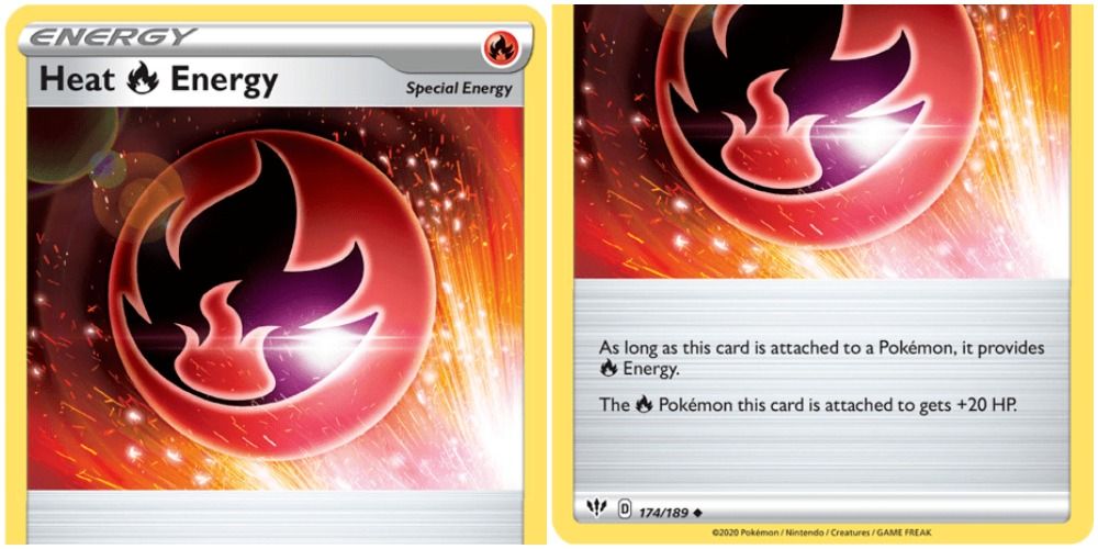 pokemon tcg heat fire energy art and text