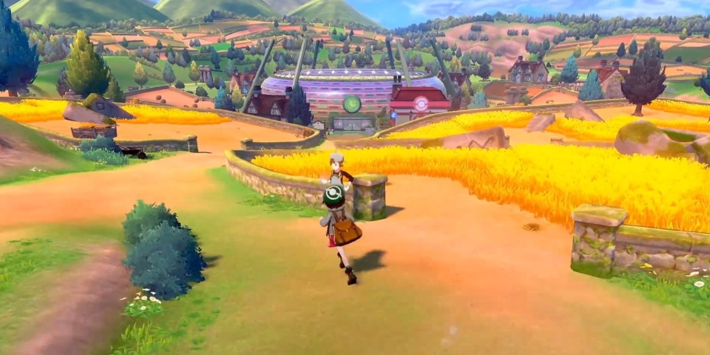 Protagonist of pokemon sword and shield running.
