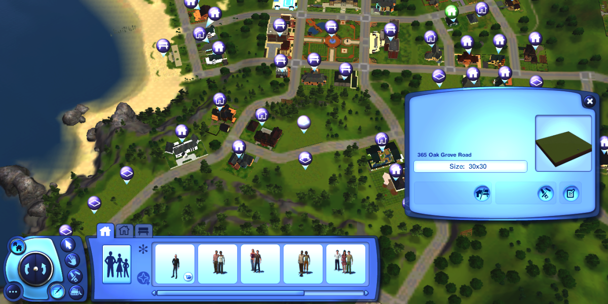 A map of one of The Sims 3 worlds