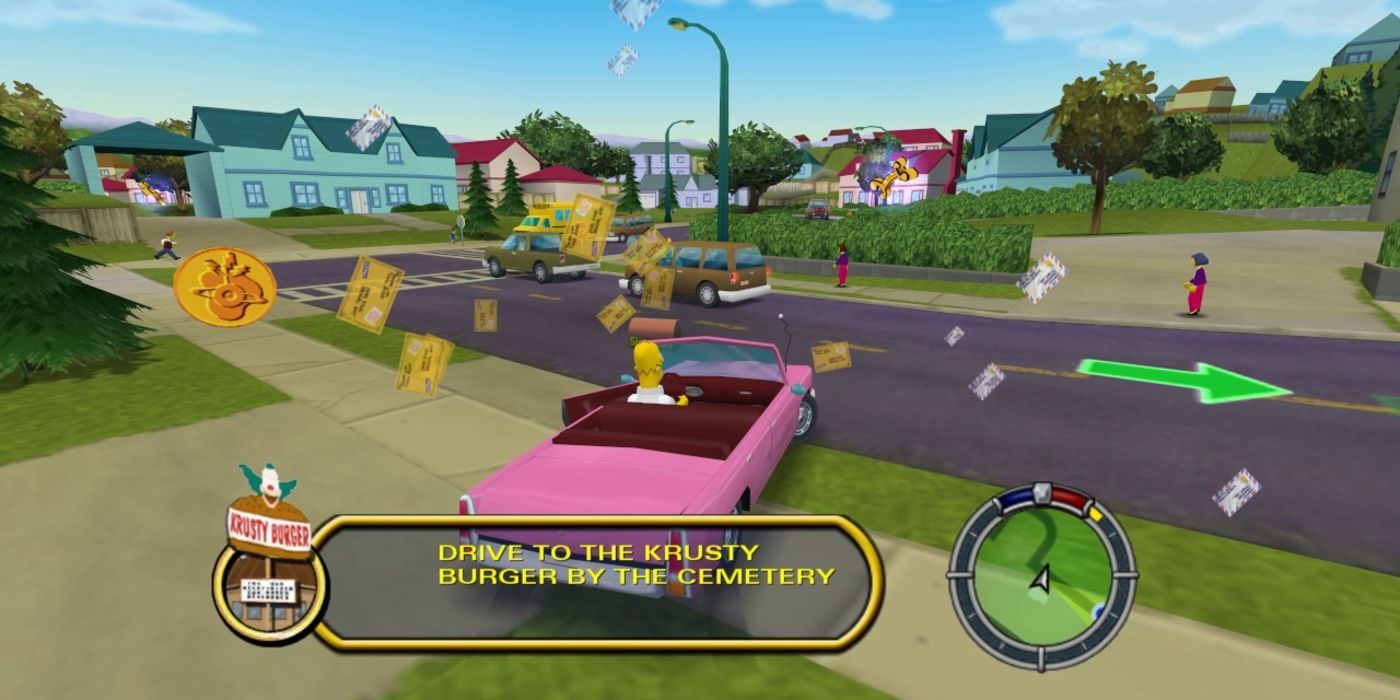 Homer driving in The Simpsons: Hit & Run