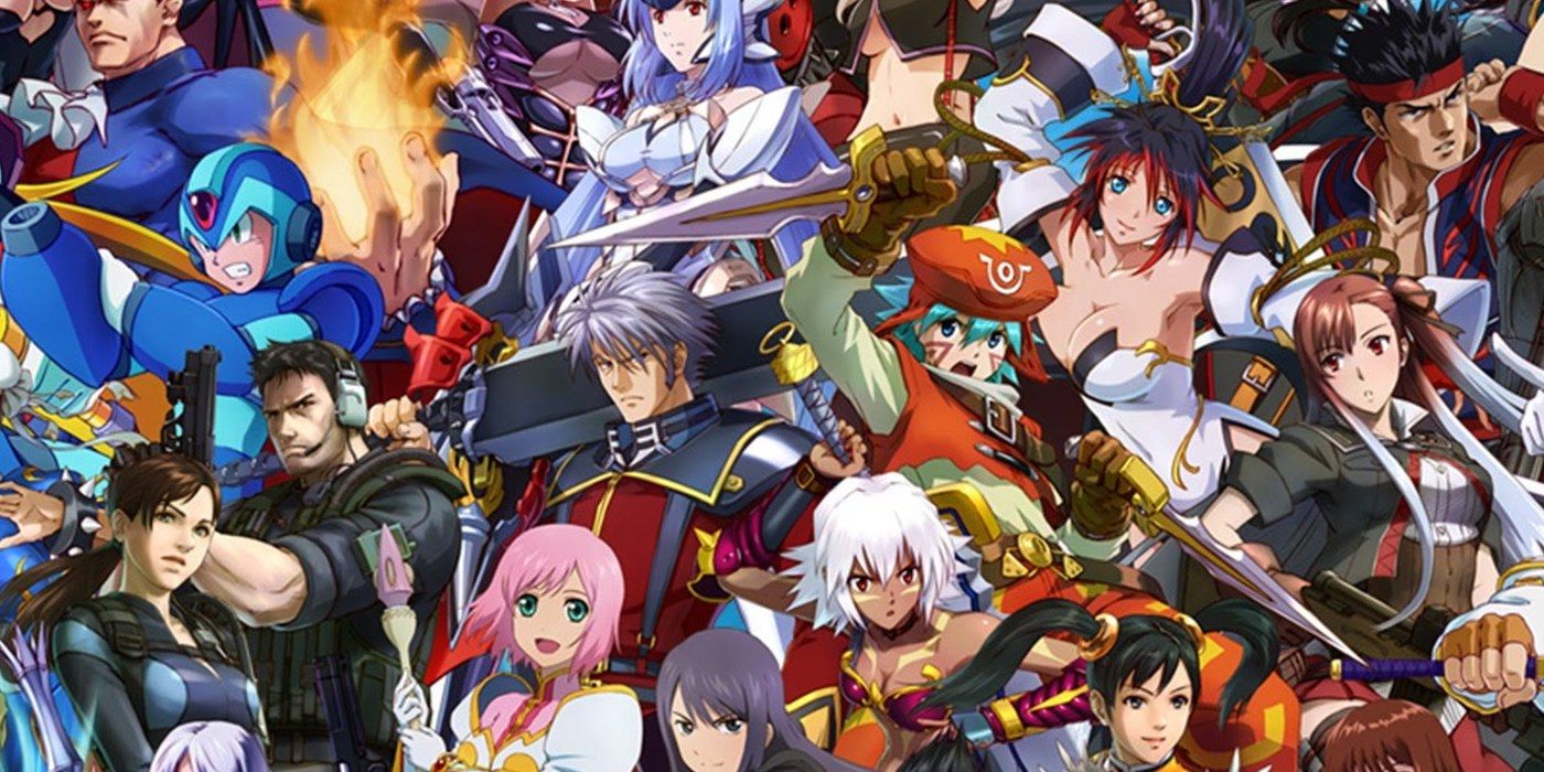 Characters from multiple video game series posing in Project X Zone.