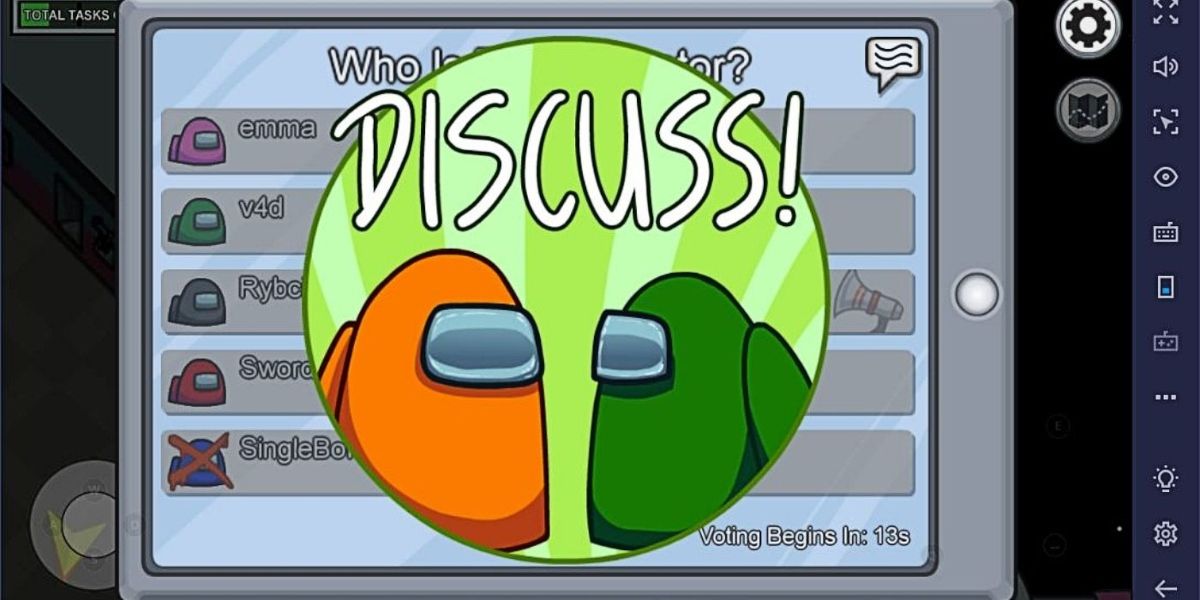 A screenshot from the game, showcasing the discussion screen