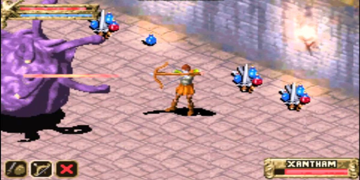 A screenshot of fighting in Baldur's Gate Dark Alliance for Game Boy Advance