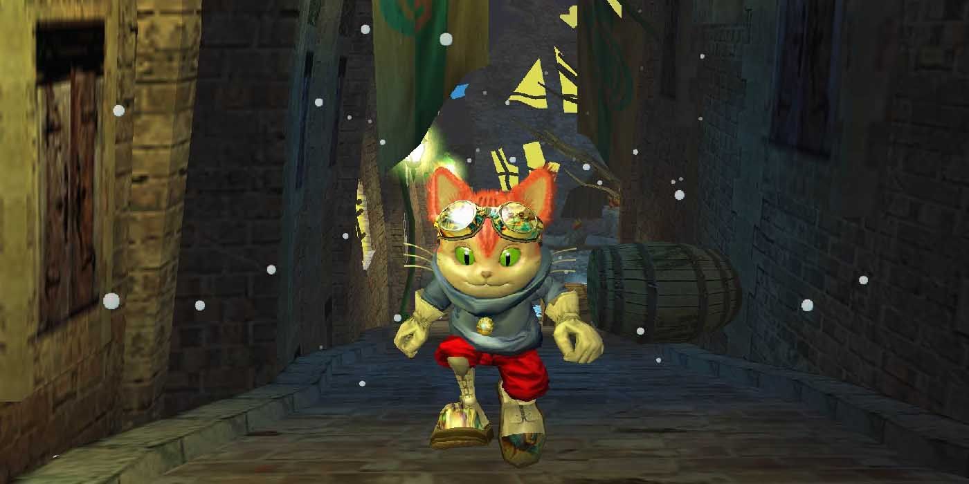 Blinx: The Time Sweeper for the original Xbox in a dark alleyway