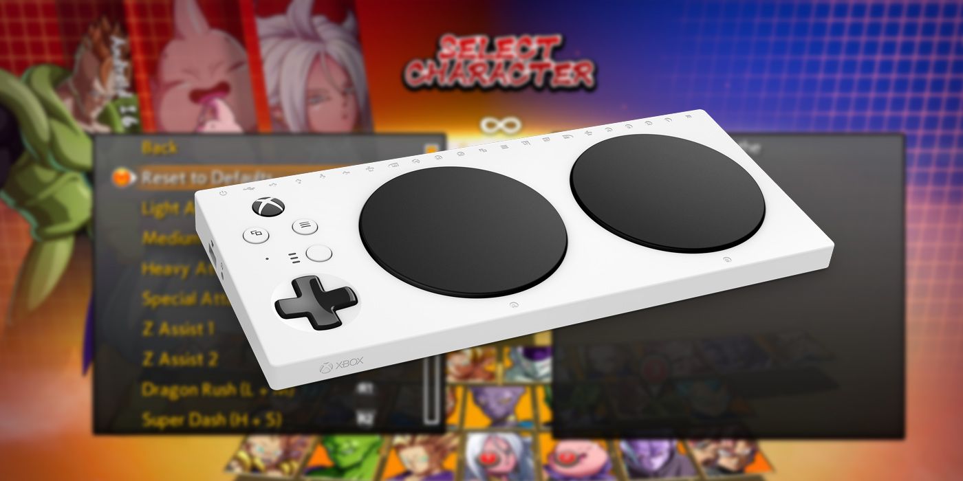 The Xbox Adaptive Controller PNG Overlaid On An Image Of Custom Controls In Dragon Ball FighterZ