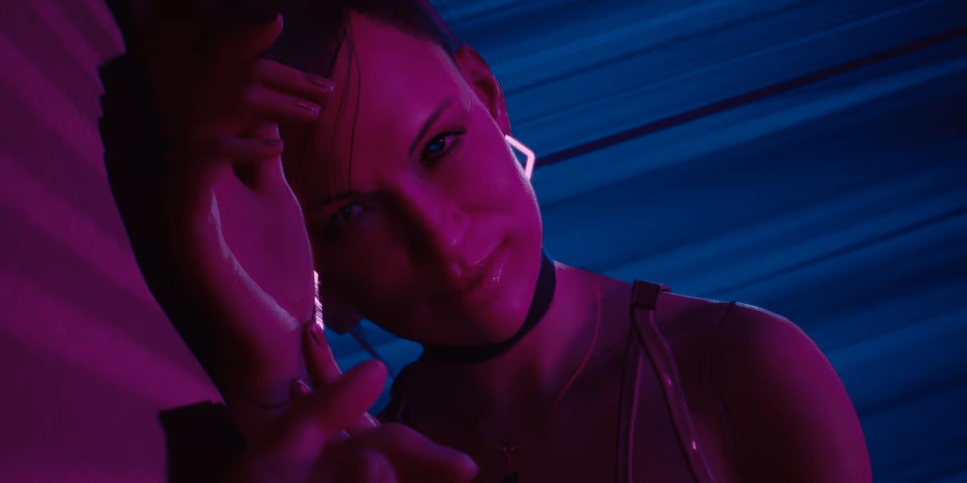 Cyberpunk 2077 screenshot of Skye doll from Clouds looking into the camera.