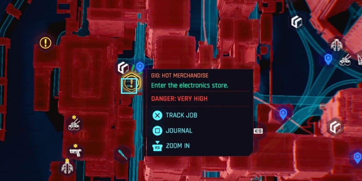 map location for the Cyberpunk gig Hot Merchandise