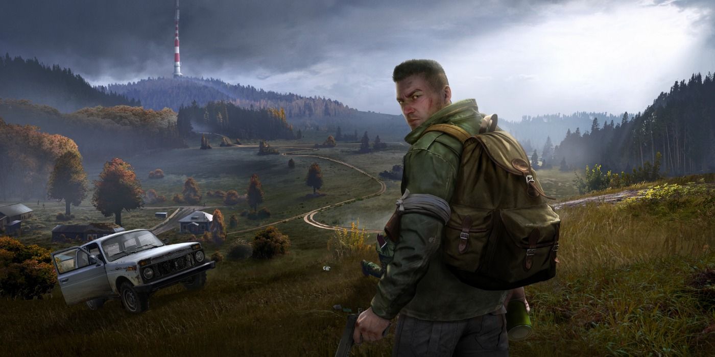 image of character from DayZ standing in the countryside