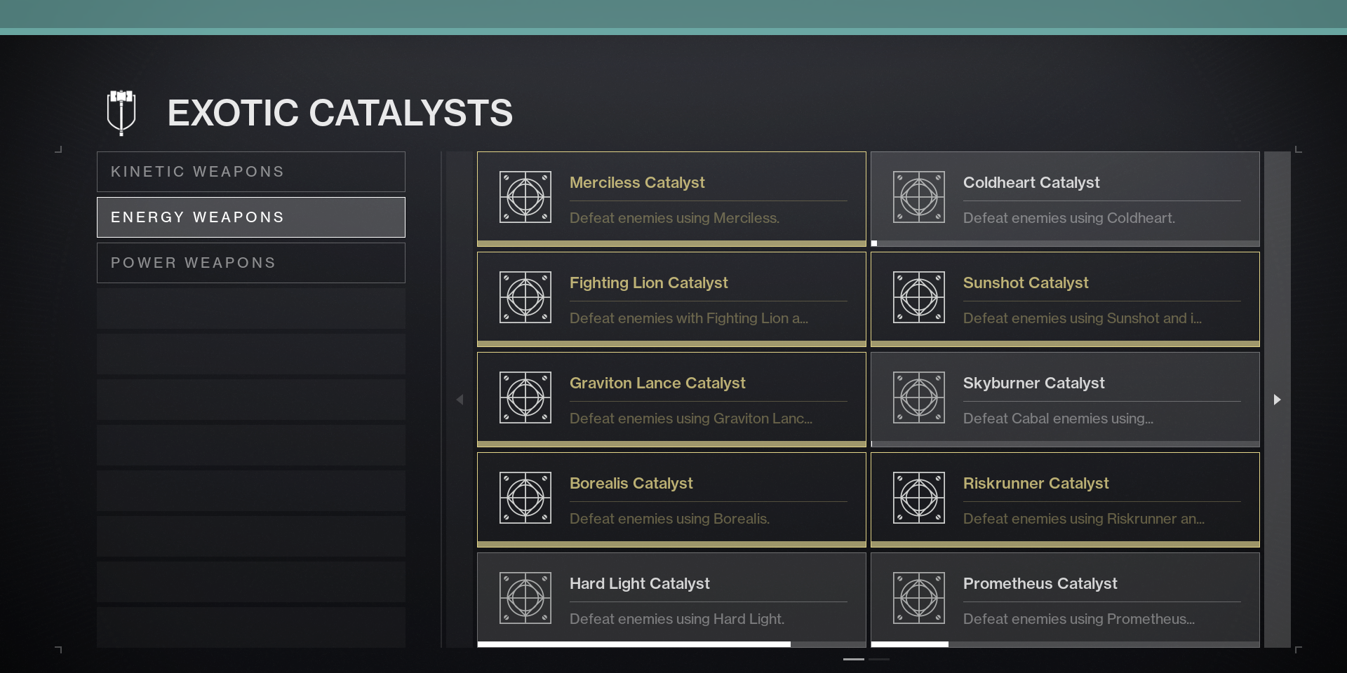 Destiny 2 Every Exotic Catalyst Destiny 2 Every Exotic Catalyst