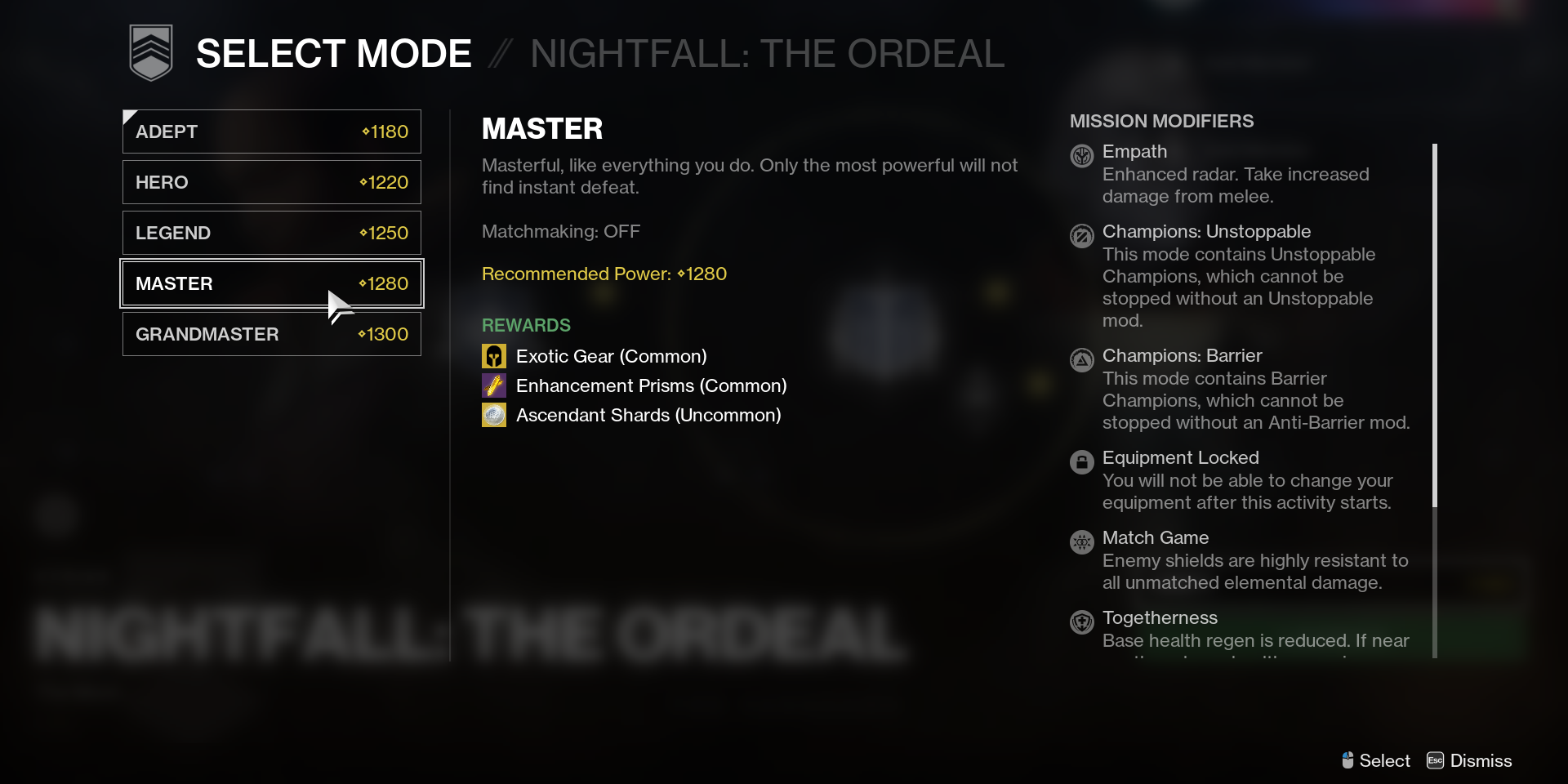 Destiny 2 Master Nightfall Modifiers