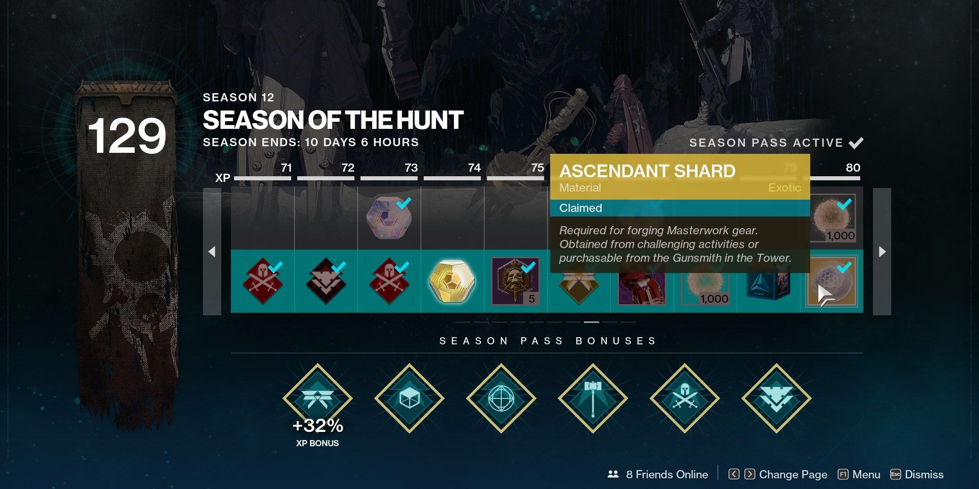 Destiny 2 Season Pass Ascendant Shard Reward