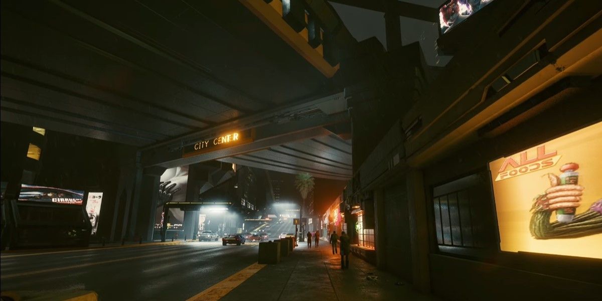 Downtown in Night City Cyberpunk 2077