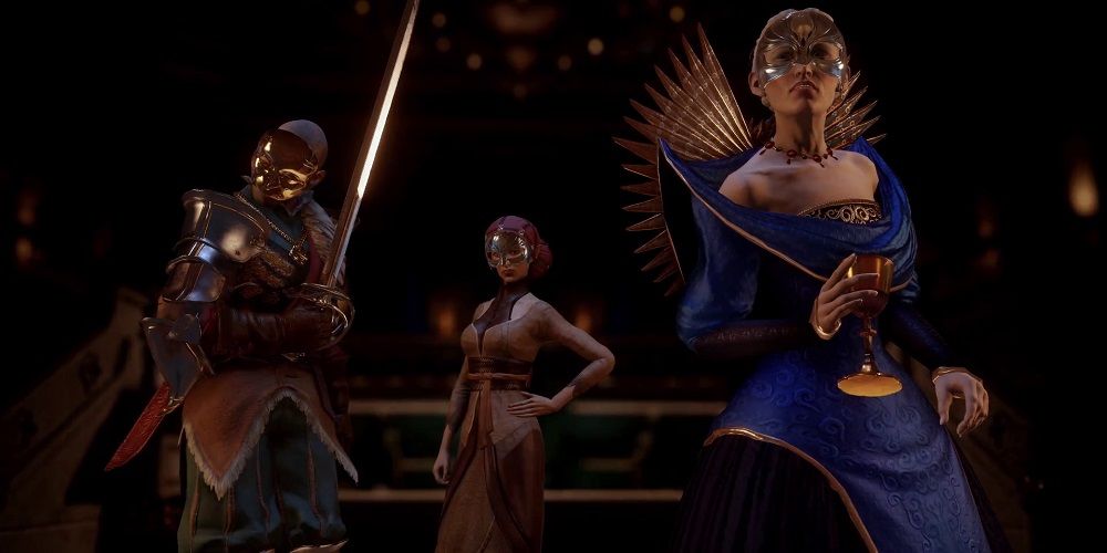 Empress Celene, Gaspard, and Briala in the Dragon Age Inquisition Wicked Eyes and Wicked Hearts quest