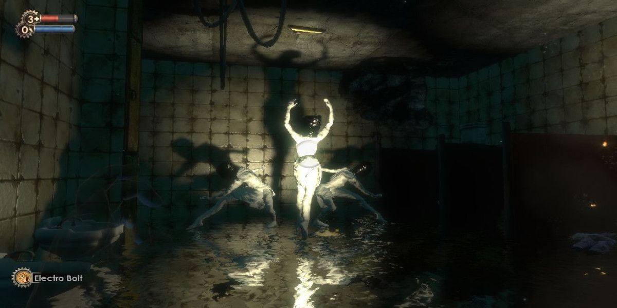 A picture of the bathroom in Fort Frolic from the original Bioshock