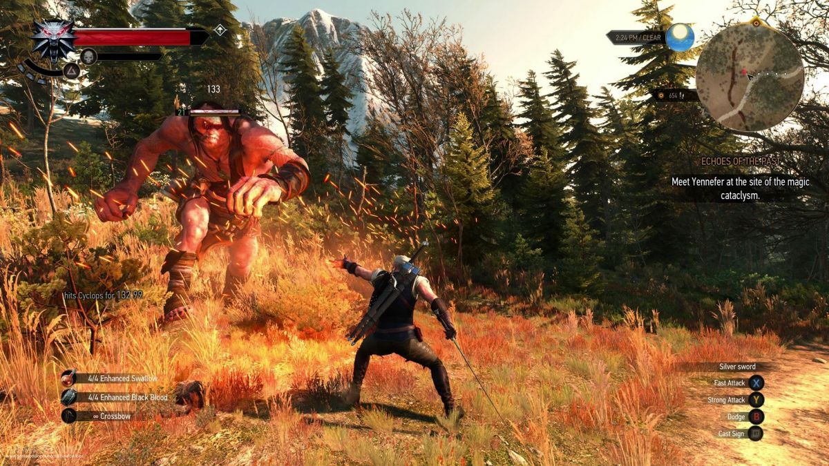 Witcher 3 Screenshot Of Geralt Burning Monster