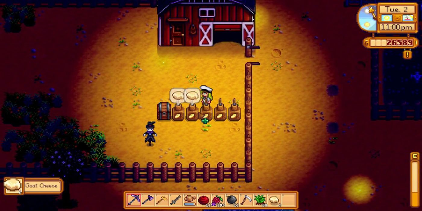Player making Goat Cheese in Stardew Valley