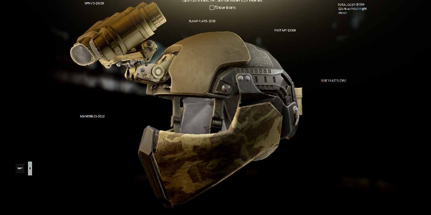 Escape from Tarkov for the PC. An advanced helmet with tactical gear.
