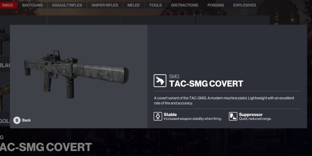 Hitman 3 TAC SMG Covert In Game Description