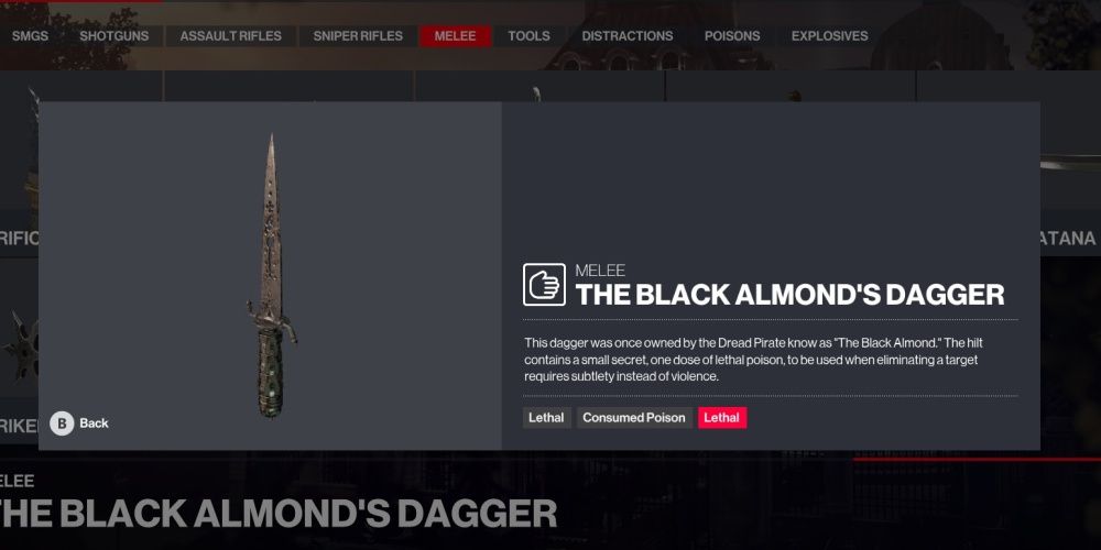 Hitman 3 The Black Almond's Dagger In Game Description
