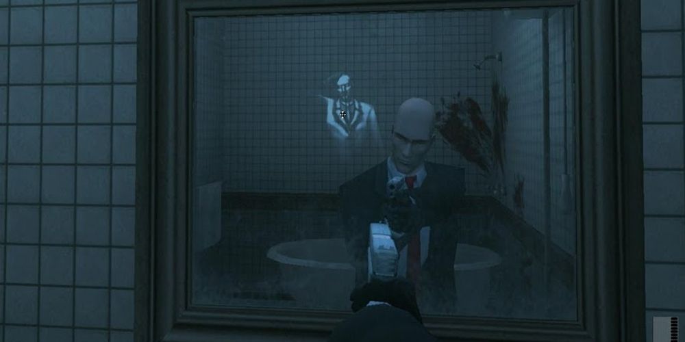 a spooky specter over a bathtub in hitman contracts